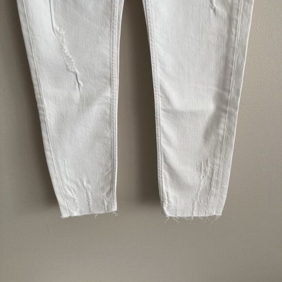 Zara Basic Womens White Denim Skinny Jeans Size 6 Mid Rise Distressed Classic - Picture 6 of 12